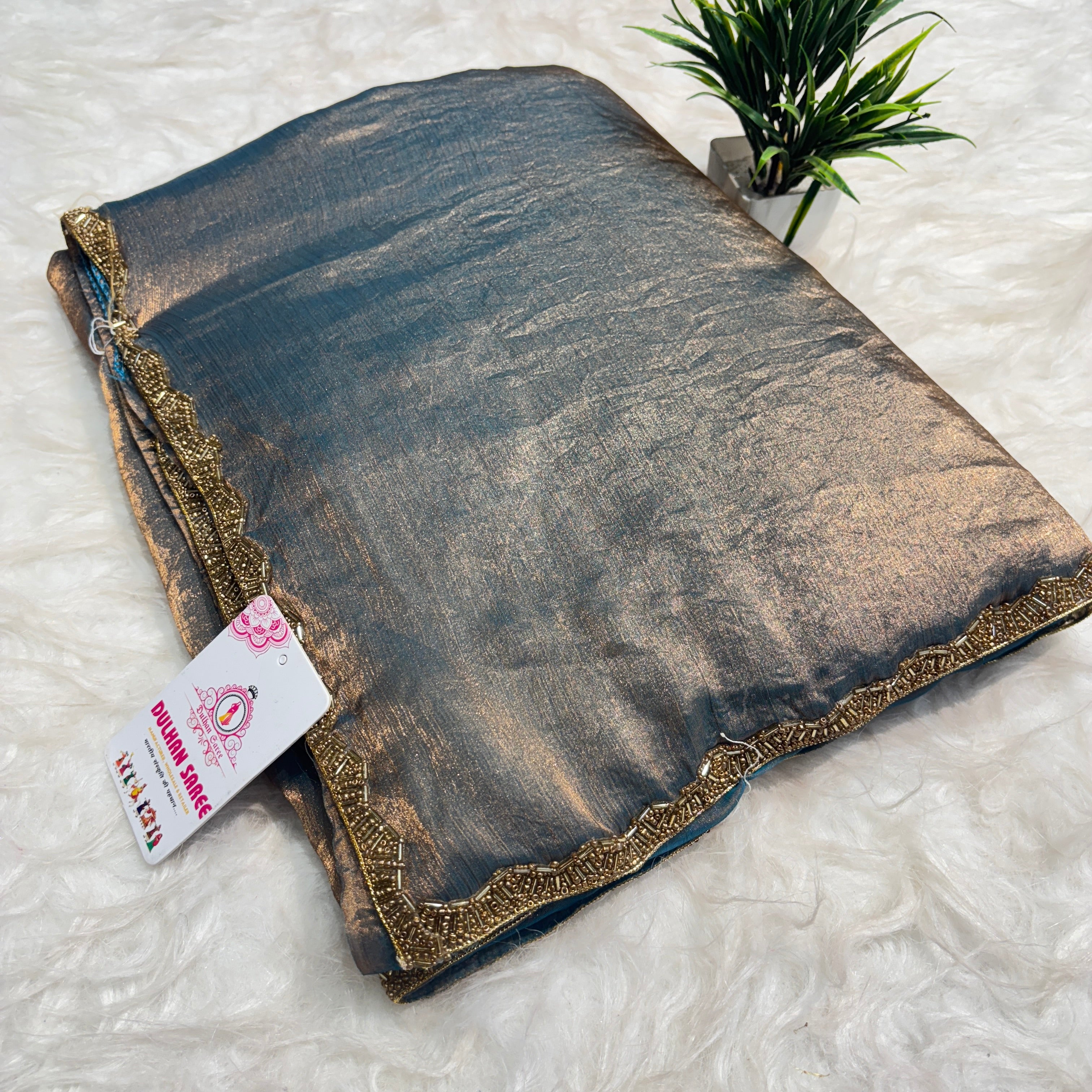 Frendy Saree with Designer Golden Lace – Assorted Colors