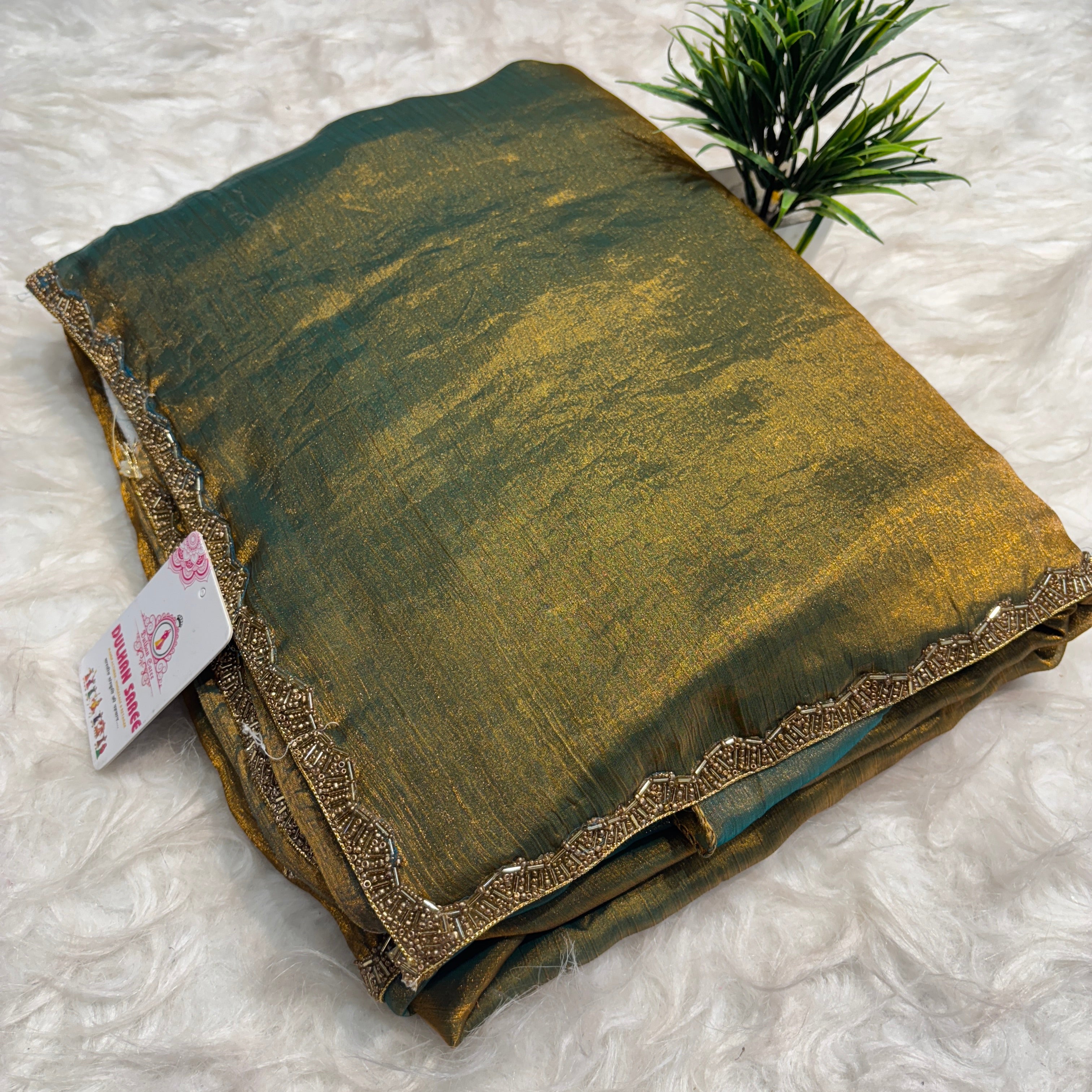 Frendy Saree with Designer Golden Lace – Assorted Colors