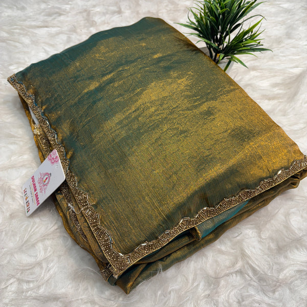 Frendy Saree with Designer Golden Lace – Assorted Colors