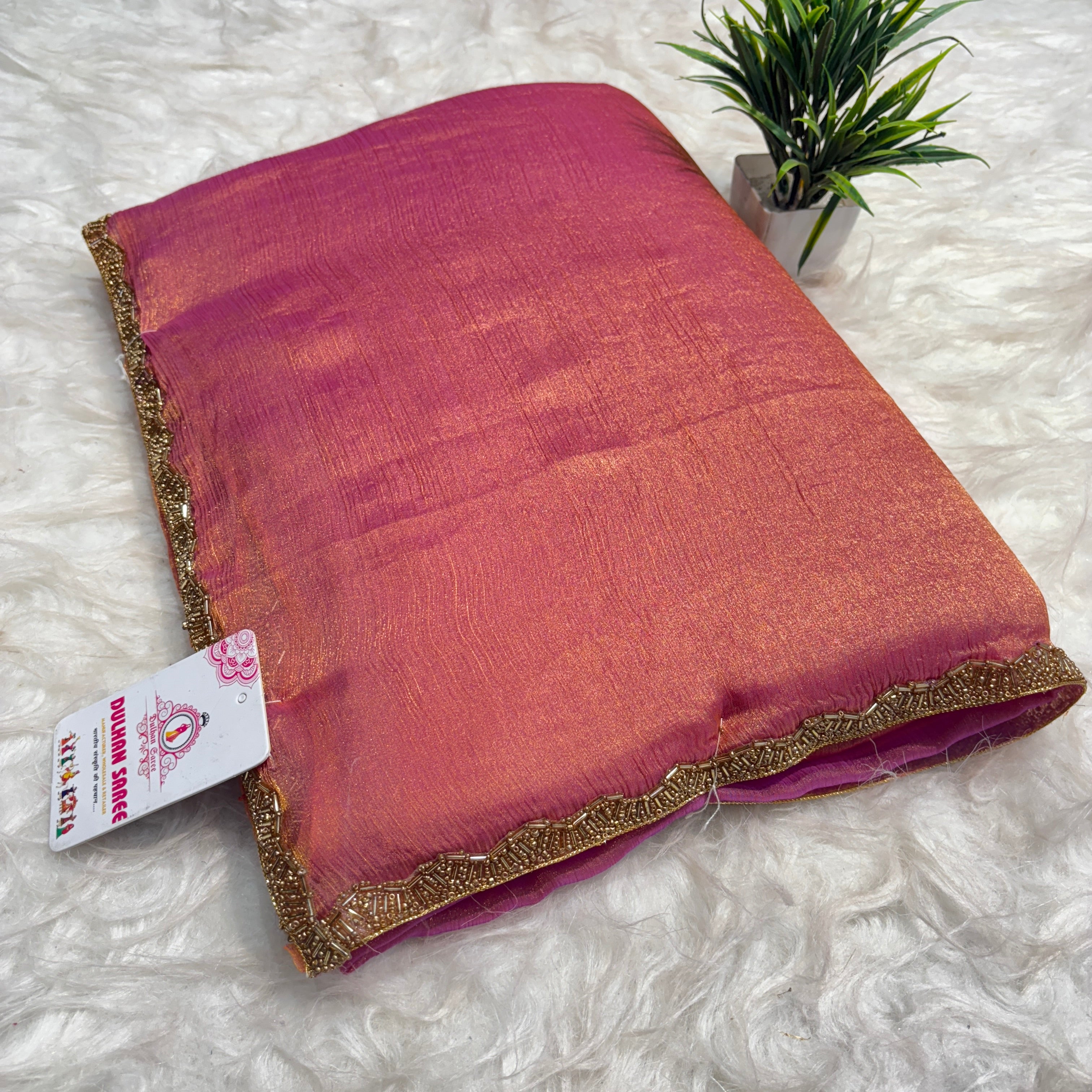 Frendy Saree with Designer Golden Lace – Assorted Colors