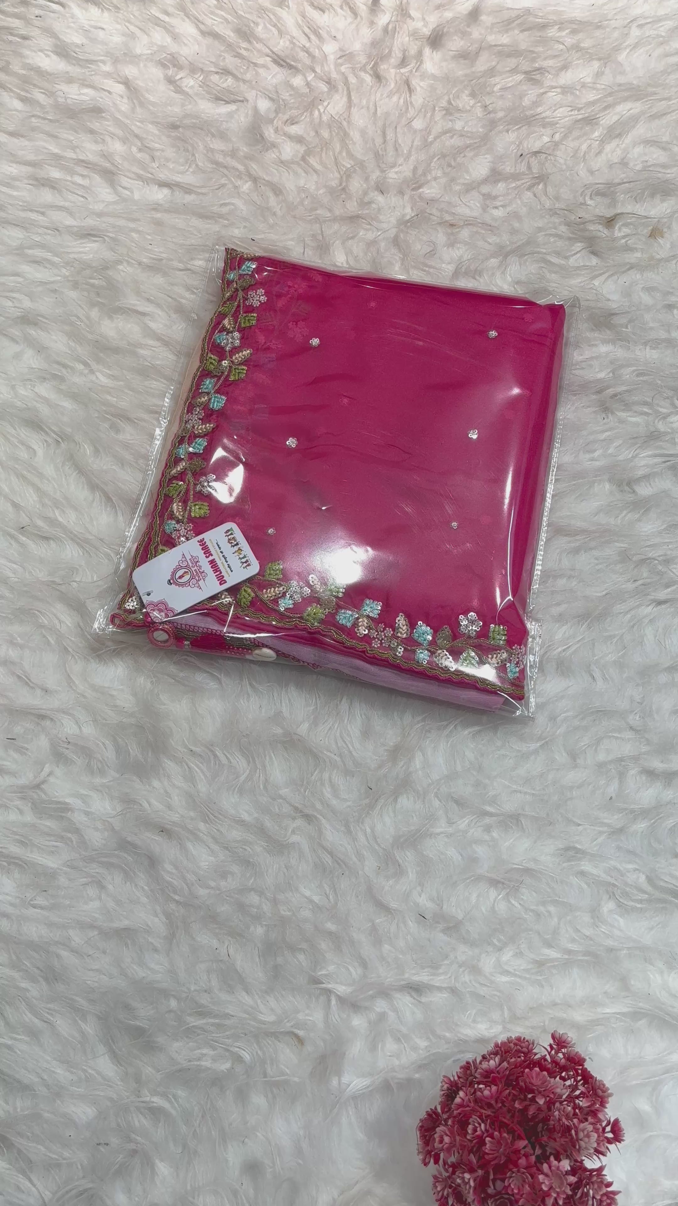 Pink & Mint Green Ombre Saree with Embroidered Magenta Blouse – KS5348